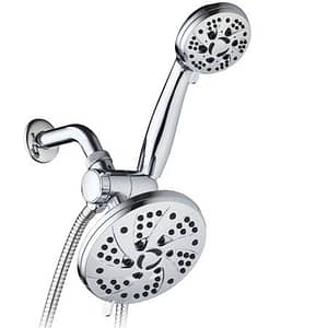 AquaDance High Pressure 6-Setting 3.5″ Chrome Face Handheld Shower with Hose
