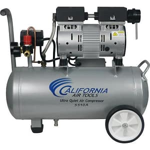 california air tools 8010 ultra quiet & oil-free 1.0 hp steel tank air compressor, 8 gal, silver
