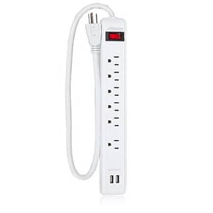 Power Strip with USB, TESSAN Mountable Flat Plug Extension Cord with 4 Widely Spaced