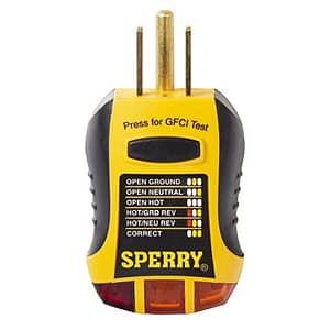 Sperry Instruments GFI6302 GFCI Outlet / Receptacle Tester, Standard 120V AC Outlets