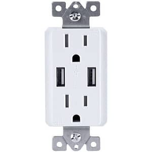 TOPGREENER 3.1A USB Outlet, USB Wall Outlet, 15A TR Receptacle, for iPhone