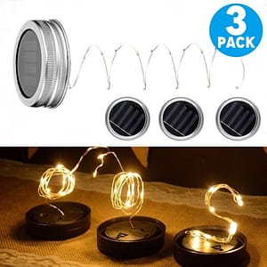 HOMKO Decorative Mason Jar Decorations with 6-Hour Timer LED Fairy Lights and Flowers