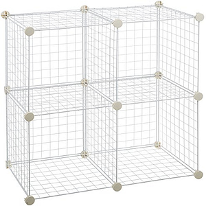 AmazonBasics 4 Cube Grid Wire Storage Shelves, White