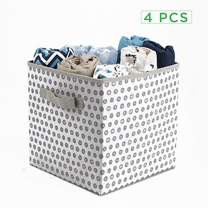 Sodynee Foldable Cloth Storage Cube Basket Bins Organizer Containers Drawers, 6 Pack, Blue