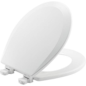 Bemis 500EC 390 Toilet Seat with Easy Clean & Change Hinges, Round, Durable Enameled Wood, Cotton White