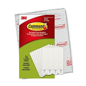 Command Large Picture Hanging Strips, Damage Free Hanging Picture Hangers, No Tools Wall Hanging Strips for Christmas Decorations, 14 White Adhesive Strip Pairs(28 Command Strips)