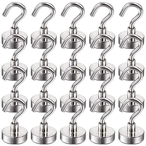 DIYMAG Magnetic Hooks, 25Lbs Strong Magnet Hooks for Kitchen, Home, Cruise, Workplace, Office and Garage, Pack of 20