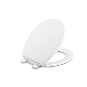 Kohler 4775-0 Brevia Round Toilet Seat with Grip Tight Bumpers, Release, Quick Attach Hardware, Color Matched Hinges, White