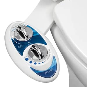 LUXE Bidet Neo 120 - Self Cleaning Nozzle - Fresh Water Non-Electric Mechanical Bidet Toilet Attachment (blue and white)