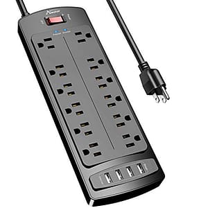 Power Strip, ALESTOR Surge Protector with 12 Outlets and 4 USB Ports, 6 Feet Extension Cord (1875W/15A), 2700 Joules, ETL Listed, Black…