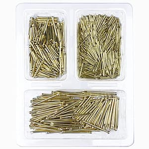 Tuplip Fe- 600pcs Finishing Nails Assortment Kit (3/4"in | 1"in | 1-1/2" in), 3 Size Brad Head Nails Hardware, Brass Plated Gold, Small Nails for Picture Hanging/Wood/Concrete & Plaster Wall/DIY