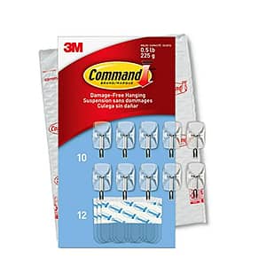 Command Small Wire Toggle Hooks, Damage Free Hanging Wall Hooks with Adhesive Strips, No Tools Wall Hooks for Hanging Christmas Decorations, 10 Clear Hooks and 12 Command Strips