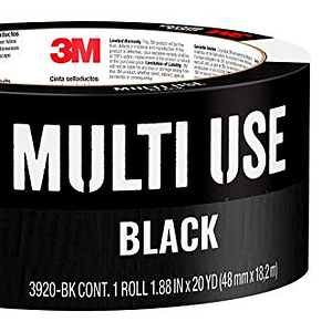 3M Multi-Use Colored Duct Tape, Black, Duct Tape with Strong Adhesive and Water-Resistant Backing, Multi-Surface 3M Duct Tape for Indoor and Outdoor Use, 1.88 Inches x 20 Yards, 1 Roll