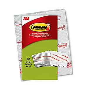 Command PH024-64NA Hanging, Indoor Use, 64, Decorate Damage-Free Small White Poster Strips, 0, Count
