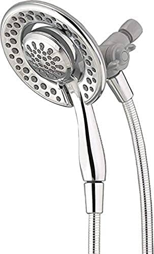 Delta Faucet 4-Spray In2ition 2-in-1 Dual Shower Head with Handheld, Touch-Clean Chrome Shower Head with Hose, Detachable Shower Head, Hand Held Shower Head, Chrome 75486C