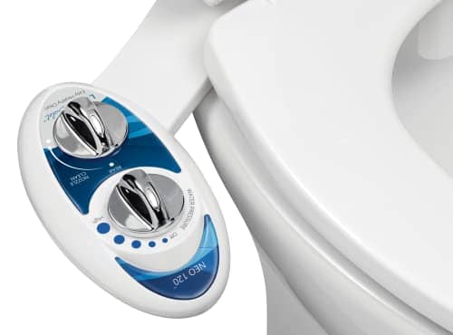 LUXE Bidet Neo 120 - Self Cleaning Nozzle - Fresh Water Non-Electric Mechanical Bidet Toilet Attachment (blue and white)