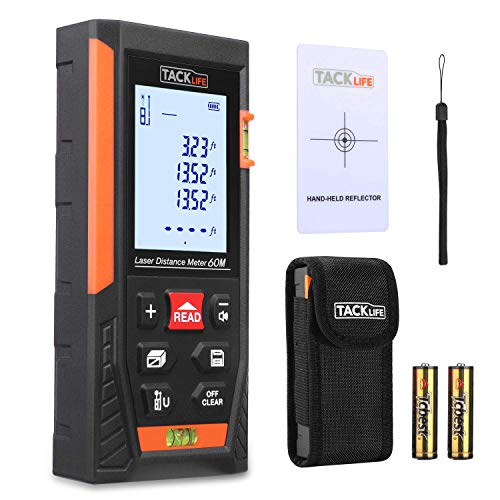 Tacklife HD60 Laser Measure 196Ft M/In/Ft Mute Laser Distance Meter 2 Bubble Levels