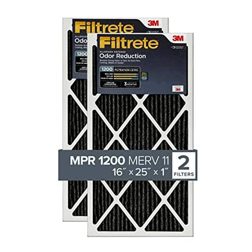 Filtrete 16x25x1 Air Filter, MPR 1200, MERV 11, Allergen Defense Odor Reduction 3-Month Pleated 1-Inch Air Filters, 2 Filters